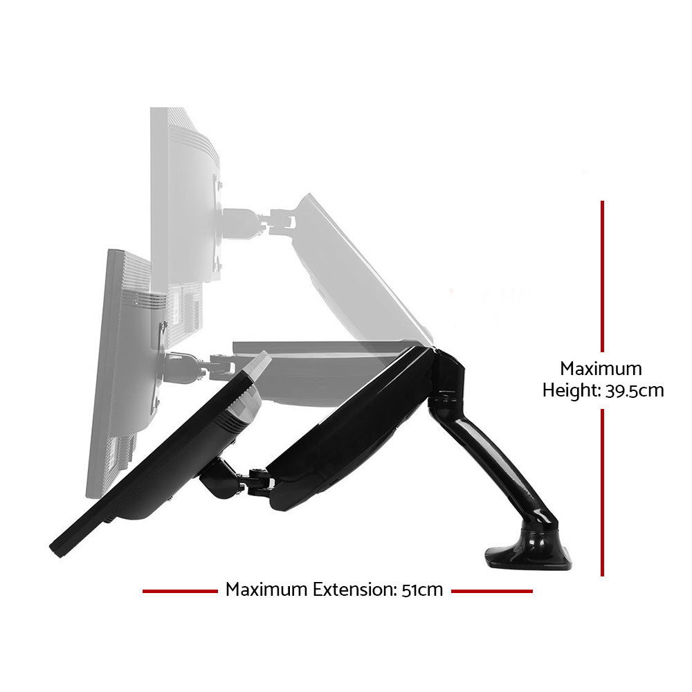 artiss-monitor-arm-mount-dual-gas-black at www.mallsonline.com.au