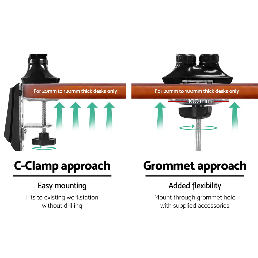 artiss-monitor-arm-mount-dual-gas-black at www.mallsonline.com.au