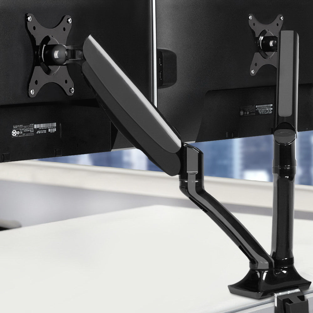 artiss-monitor-arm-mount-dual-gas-black at www.mallsonline.com.au