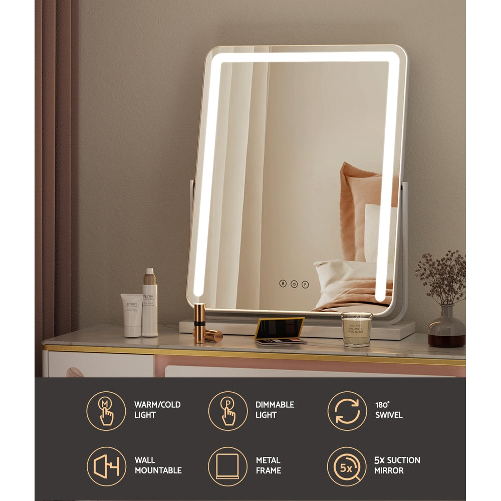 embellir-makeup-mirror-with-lights-hollywood-vanity-led-mirrors-white-40x50cm at www.mallsonline.com.au