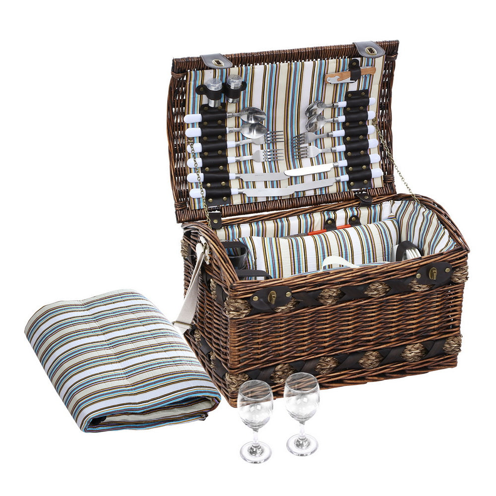 alfresco-4-person-picnic-basket-wicker-baskets-outdoor-insulated-gift-blanket www.mallsonline.com.au