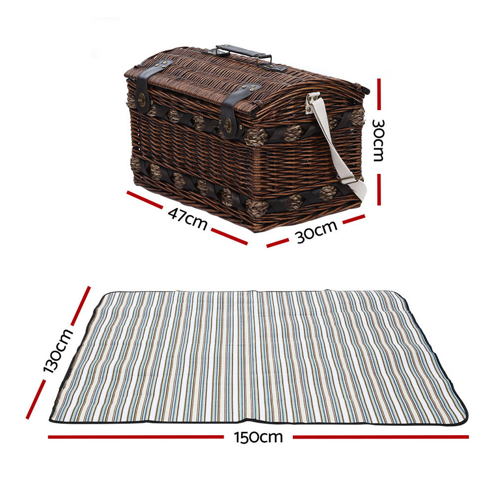 alfresco-4-person-picnic-basket-wicker-baskets-outdoor-insulated-gift-blanket www.mallsonline.com.au