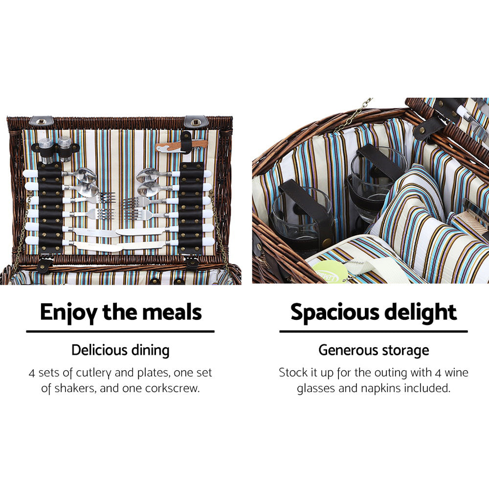 alfresco-4-person-picnic-basket-wicker-baskets-outdoor-insulated-gift-blanket www.mallsonline.com.au