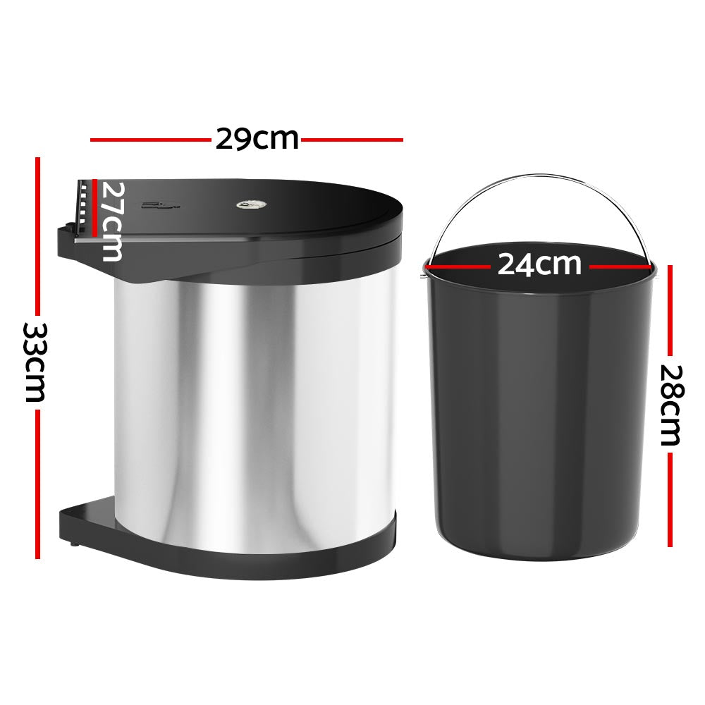 cefito-kitchen-swing-out-pull-out-bin-stainless-steel-garbage-rubbish-can-12l www.mallsonline.com.au