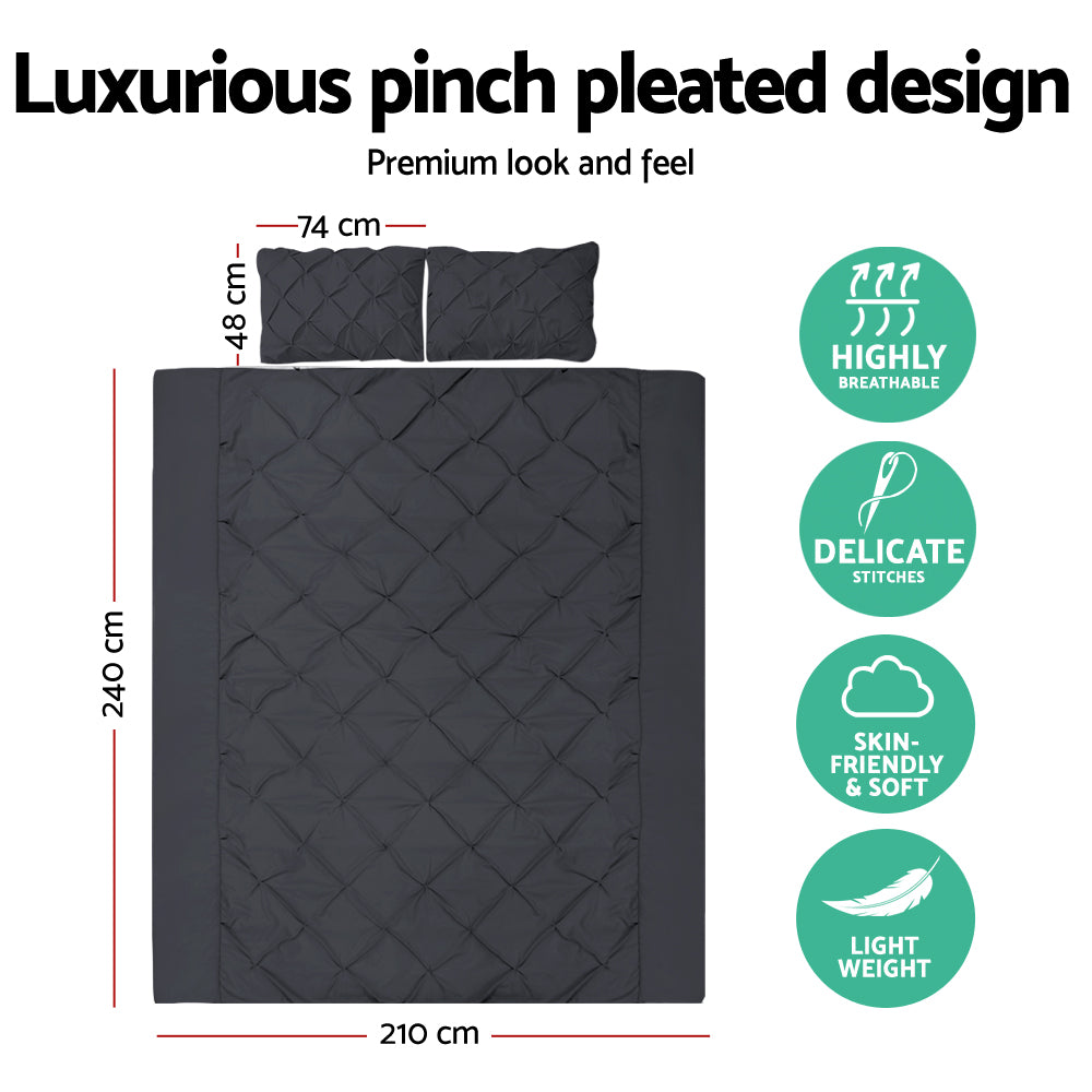 giselle-quilt-cover-set-diamond-pinch-black-king at www.mallsonline.com.au