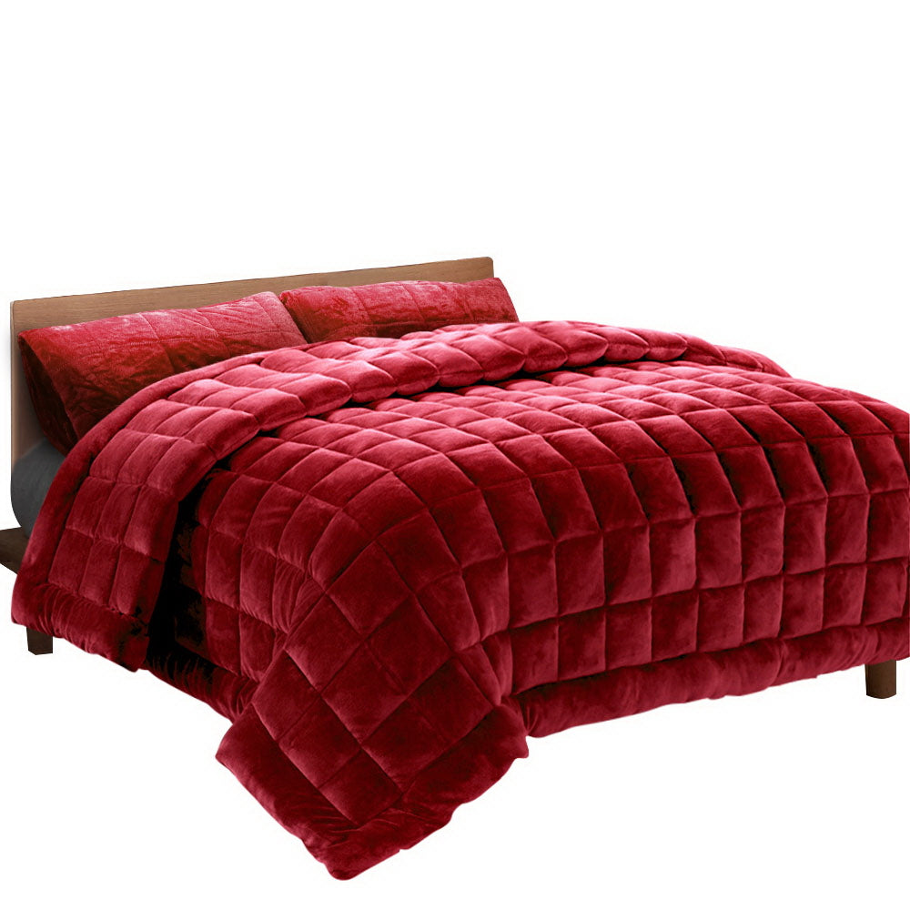 giselle-bedding-faux-mink-quilt-queen-size-burgundy at www.mallsonline.com.au