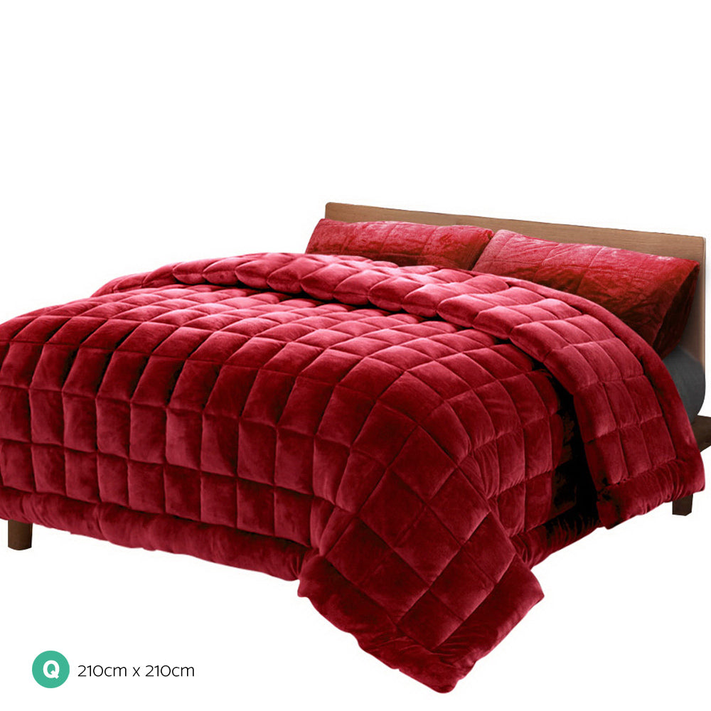 giselle-bedding-faux-mink-quilt-queen-size-burgundy at www.mallsonline.com.au