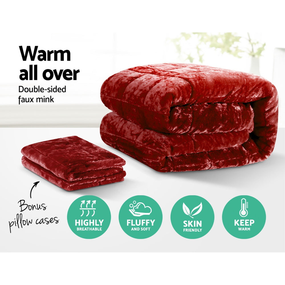 giselle-bedding-faux-mink-quilt-queen-size-burgundy at www.mallsonline.com.au