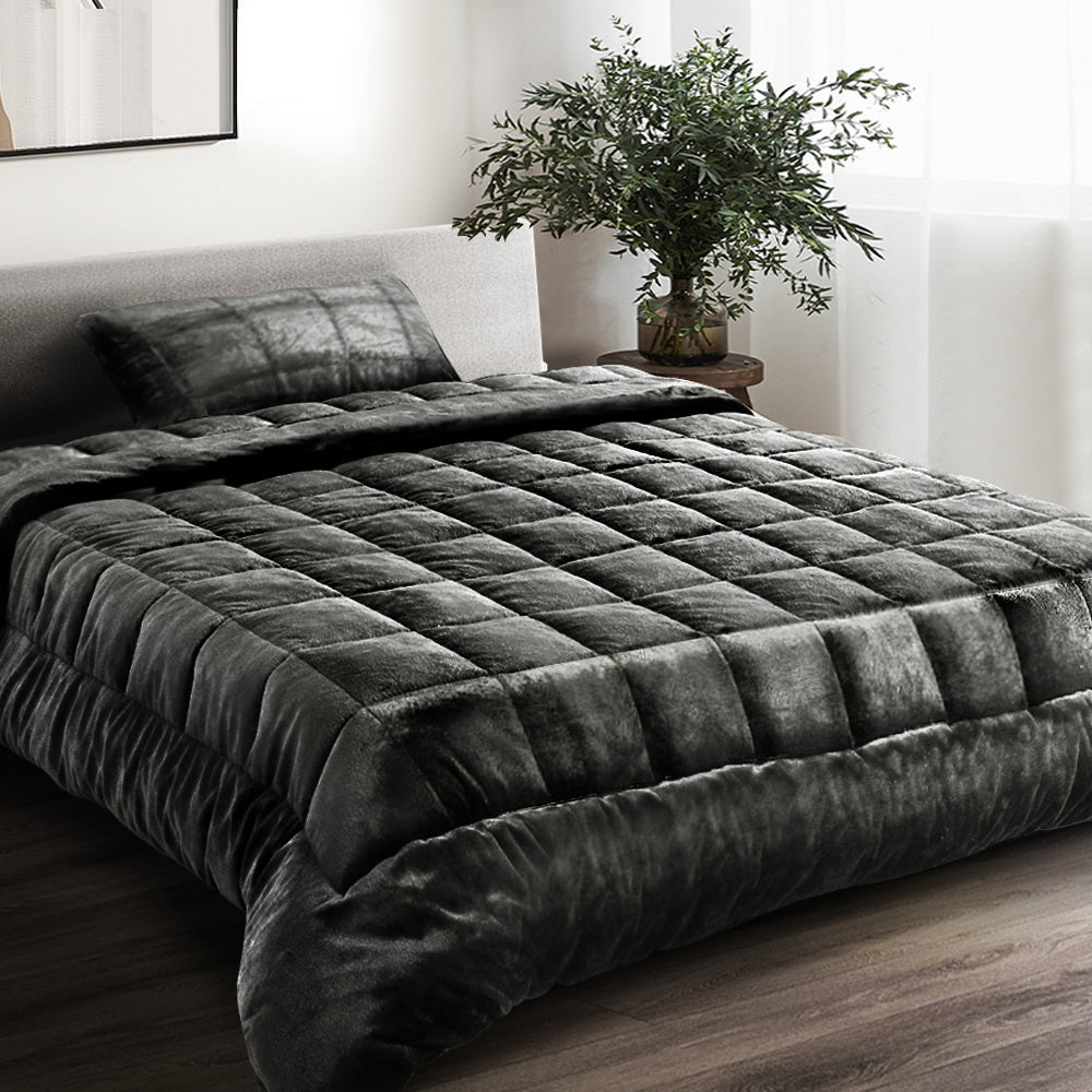 giselle-bedding-faux-mink-quilt-single-size-charcoal at www.mallsonline.com.au