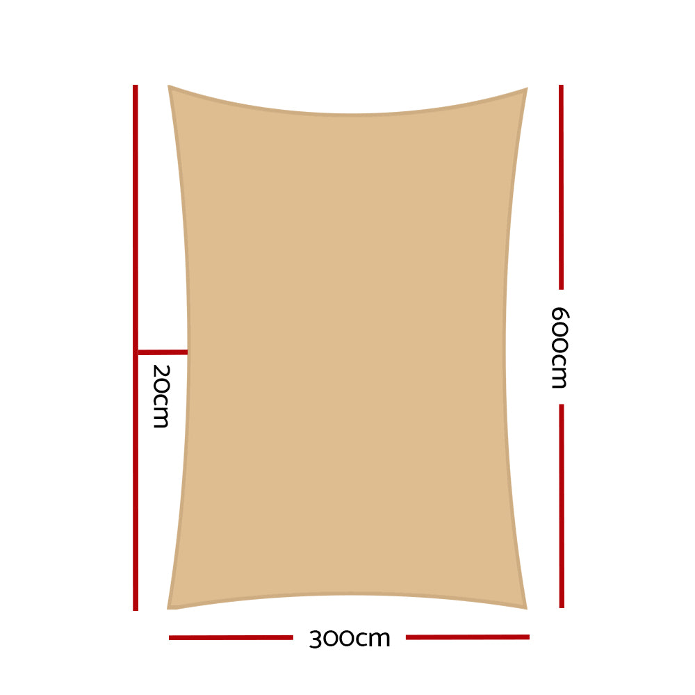 instahut-sun-shade-sail-cloth-shadecloth-rectangle-heavy-duty-sand-canopy-3x6m www.mallsonline.com.au