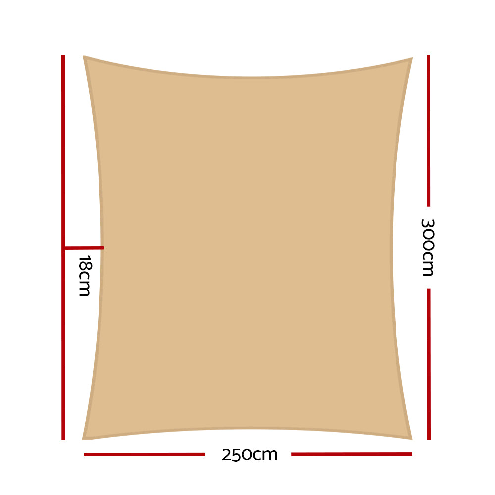 instahut-2-5x3m-shade-sail-sun-shadecloth-280gsm-sand www.mallsonline.com.au