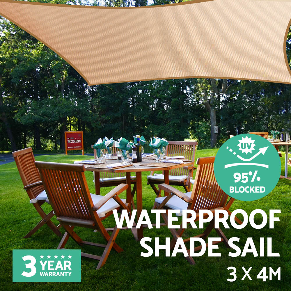 instahut-3-x-4m-waterproof-rectangle-shade-sail-cloth-sand-beige www.mallsonline.com.au