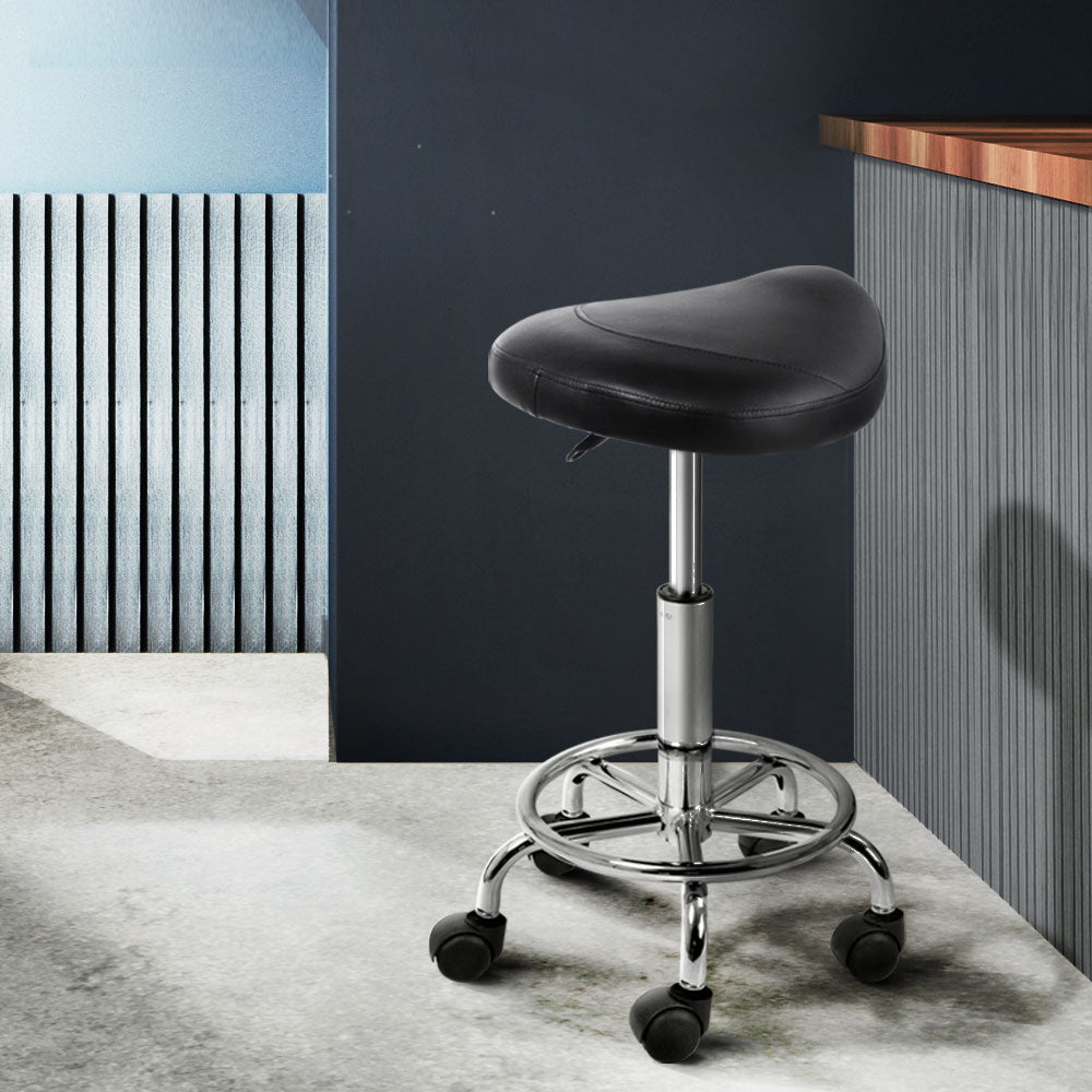 artiss-saddle-salon-stool-black-pu-swivel-barber-hair-dress-chair-hydraulic-lift at www.mallsonline.com.au