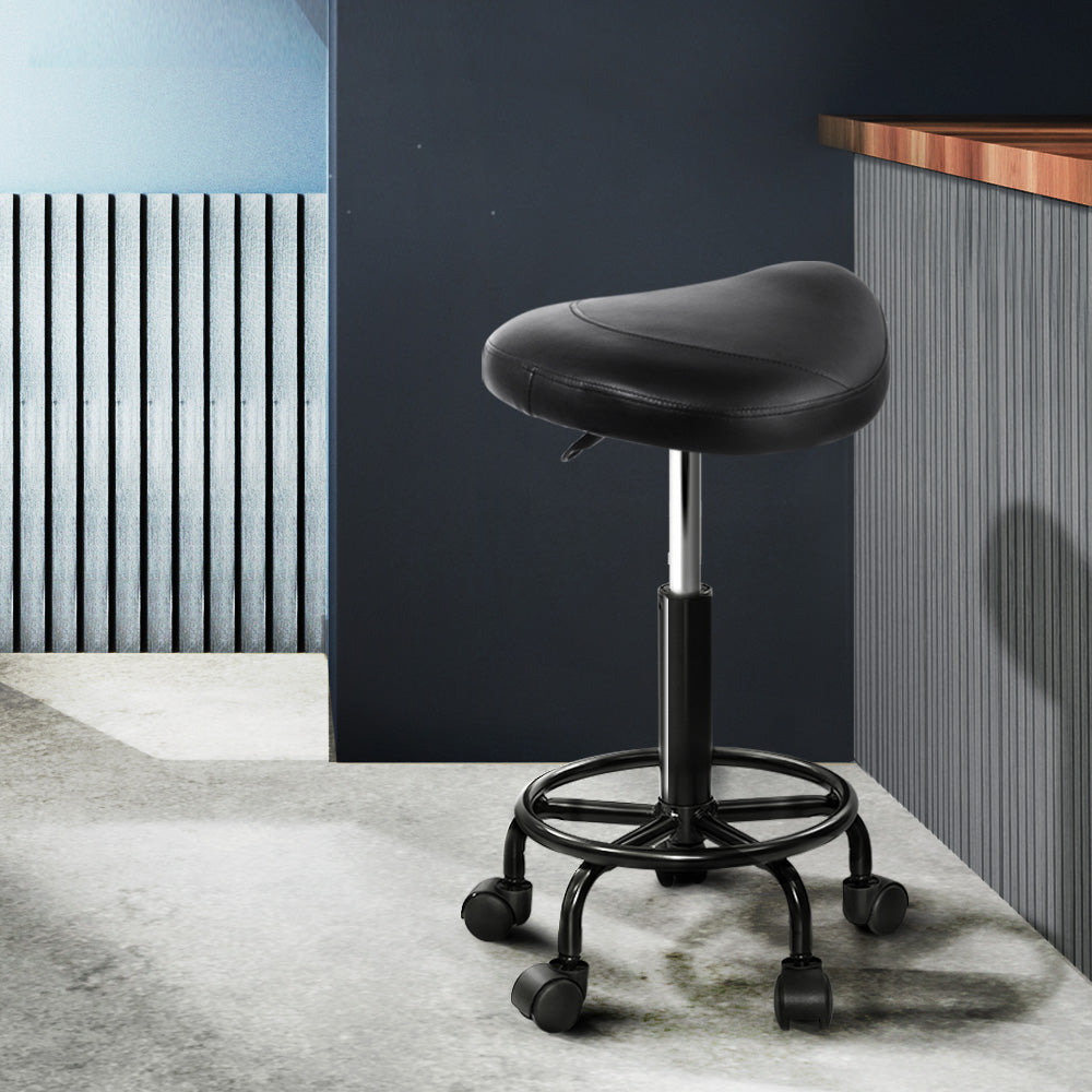 artiss-saddle-stool-salon-chair-black-swivel-beauty-barber-hairdressing-gas-lift at www.mallsonline.com.au