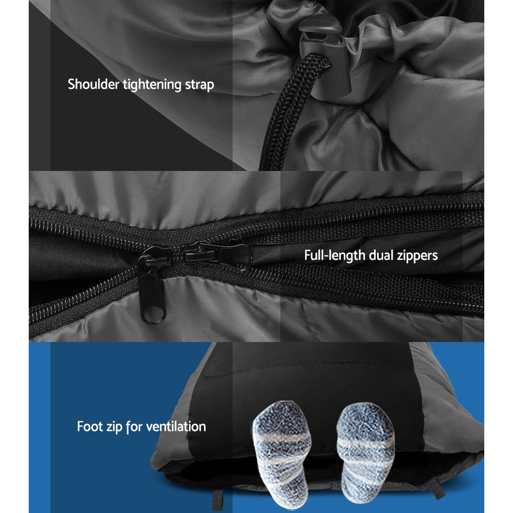 weisshorn-sleeping-bag-camping-hiking-tent-winter-thermal-comfort-0-degree-black at www.mallsonline.com.au