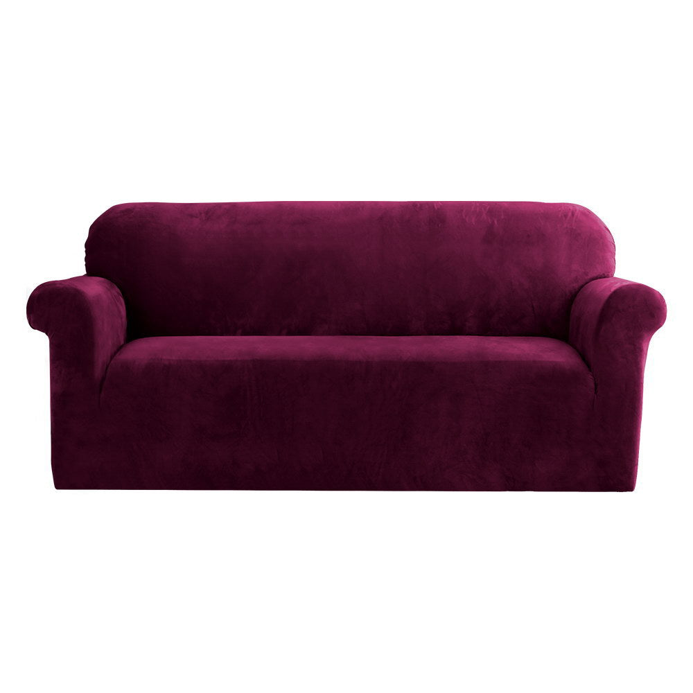 artiss-sofa-couch-covers-3-seater-velvet-ruby at www.mallsonline.com.au