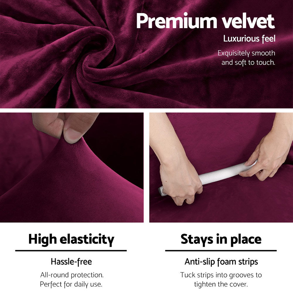 artiss-sofa-couch-covers-3-seater-velvet-ruby at www.mallsonline.com.au