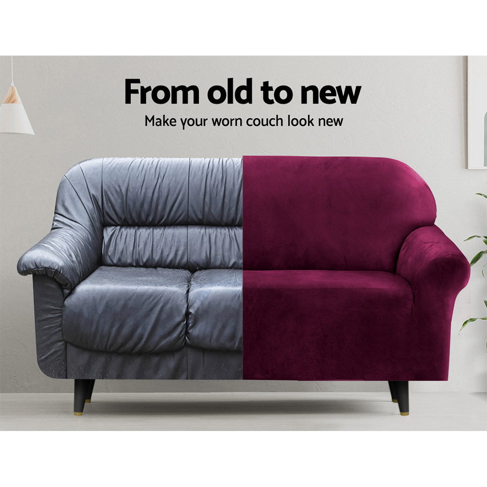 artiss-sofa-couch-covers-3-seater-velvet-ruby at www.mallsonline.com.au