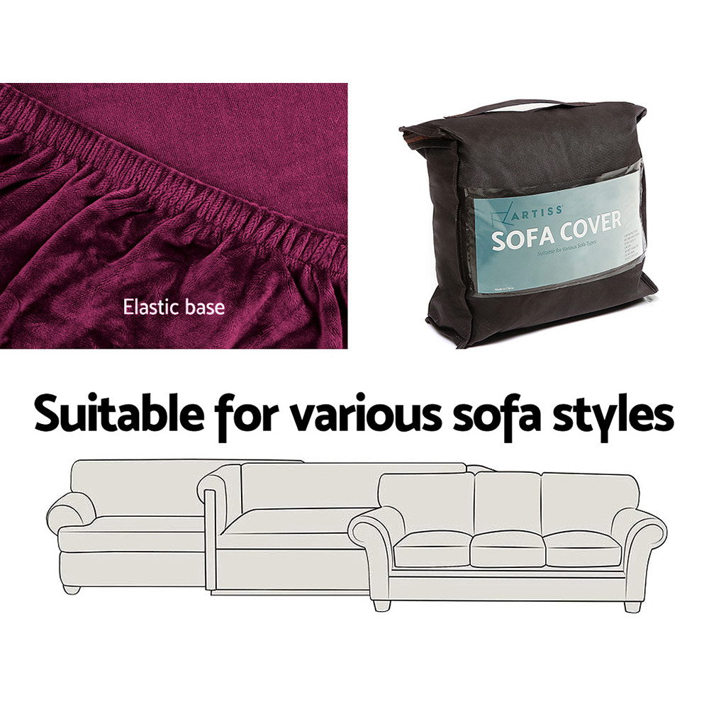 artiss-sofa-couch-covers-3-seater-velvet-ruby at www.mallsonline.com.au
