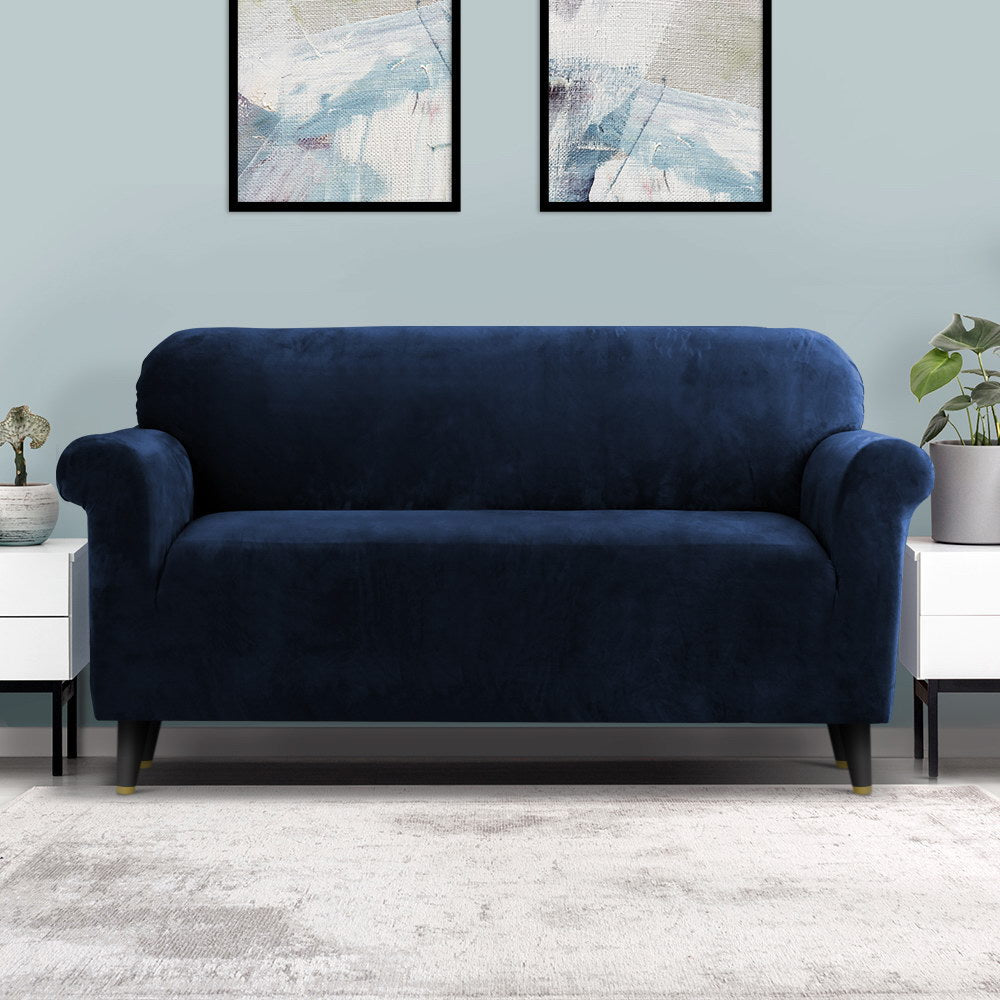 artiss-velvet-sofa-cover-plush-couch-cover-lounge-slipcover-3-seater-sapphire at www.mallsonline.com.au