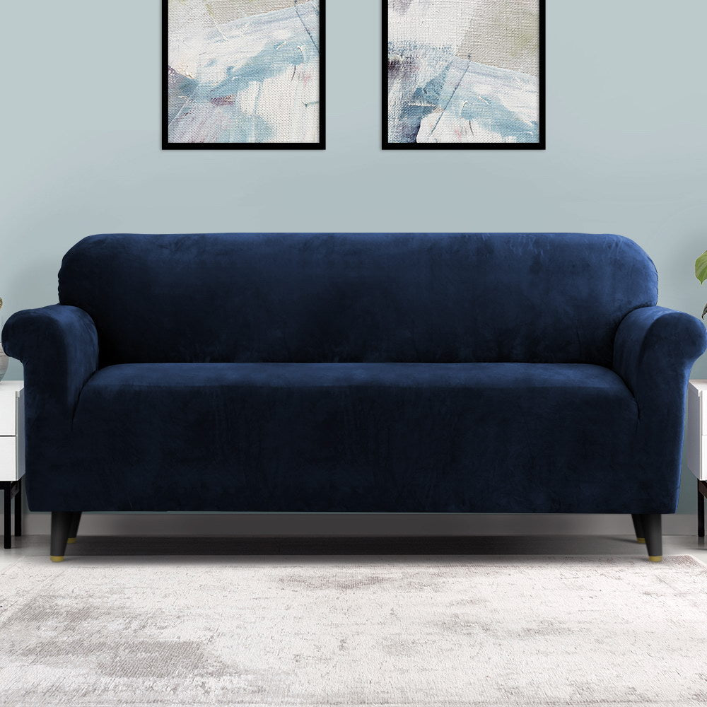 artiss-velvet-sofa-cover-plush-couch-cover-lounge-slipcover-4-seater-sapphire at www.mallsonline.com.au