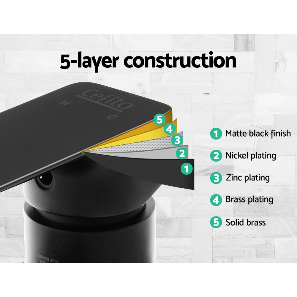 cefito-bathroom-mixer-tap-faucet-rain-shower-head-set-hot-and-cold-diverter-diy-black at www.mallsonline.com.au