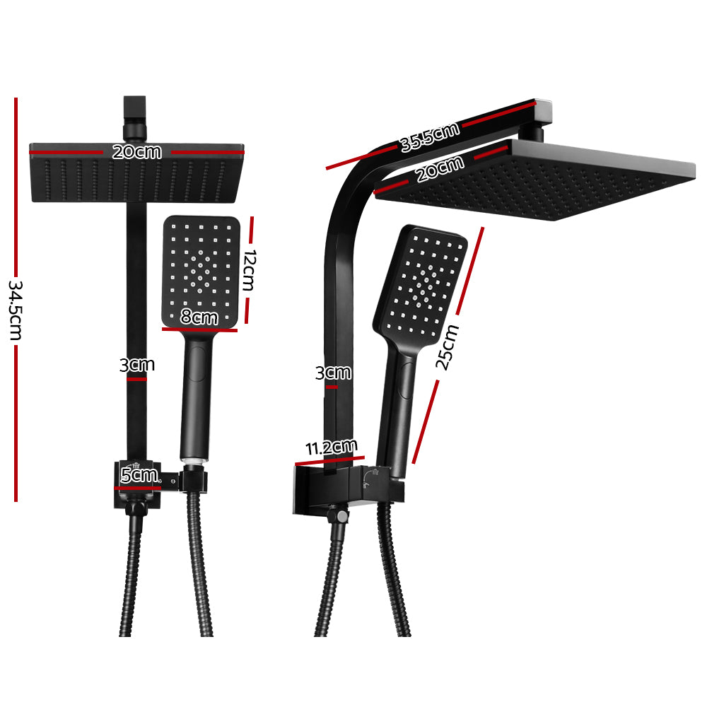 cefito-wels-8-rain-shower-head-set-square-handheld-high-pressure-wall-black at www.mallsonline.com.au