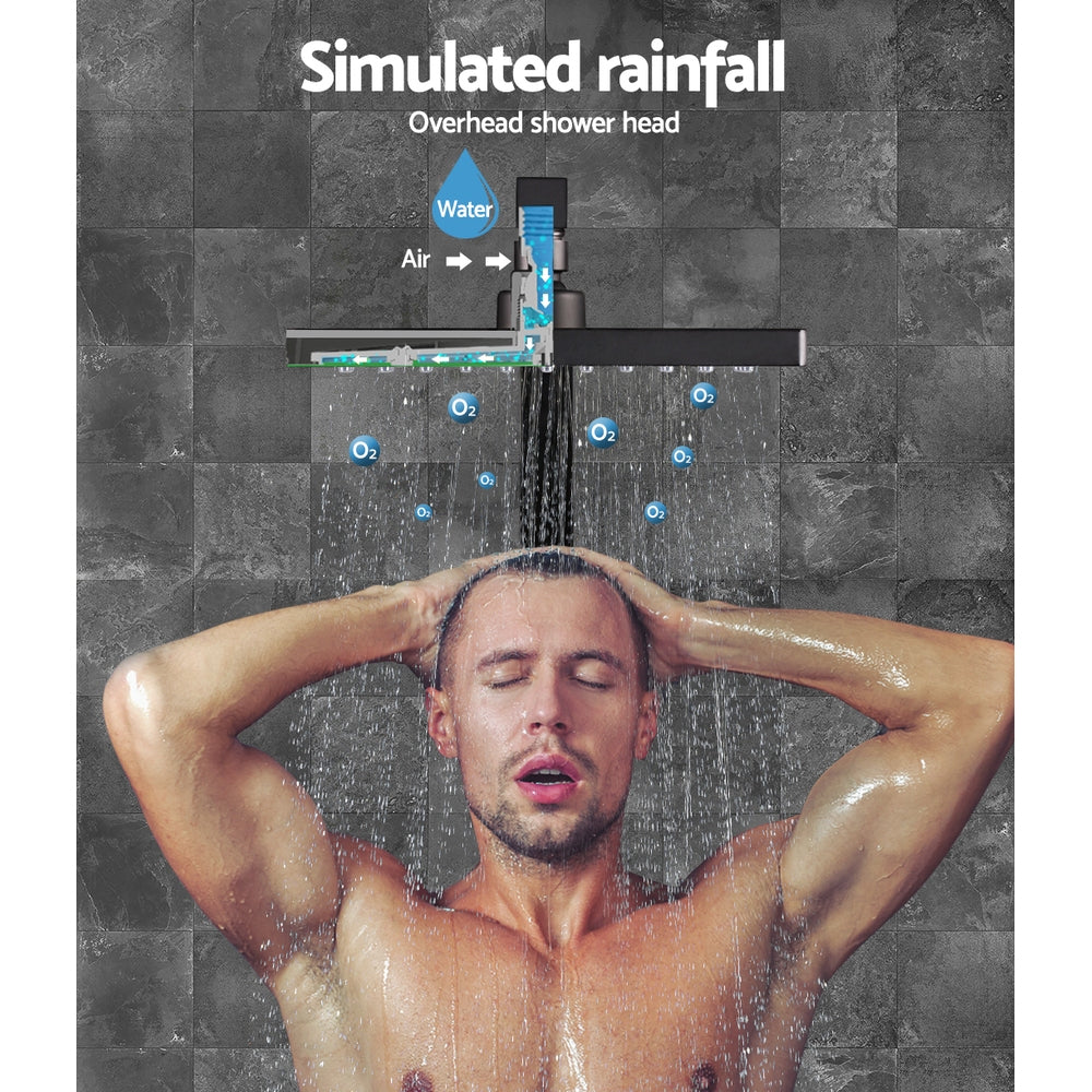 cefito-wels-8-rain-shower-head-set-square-high-pressure-wall-arm-diy-black at www.mallsonline.com.au