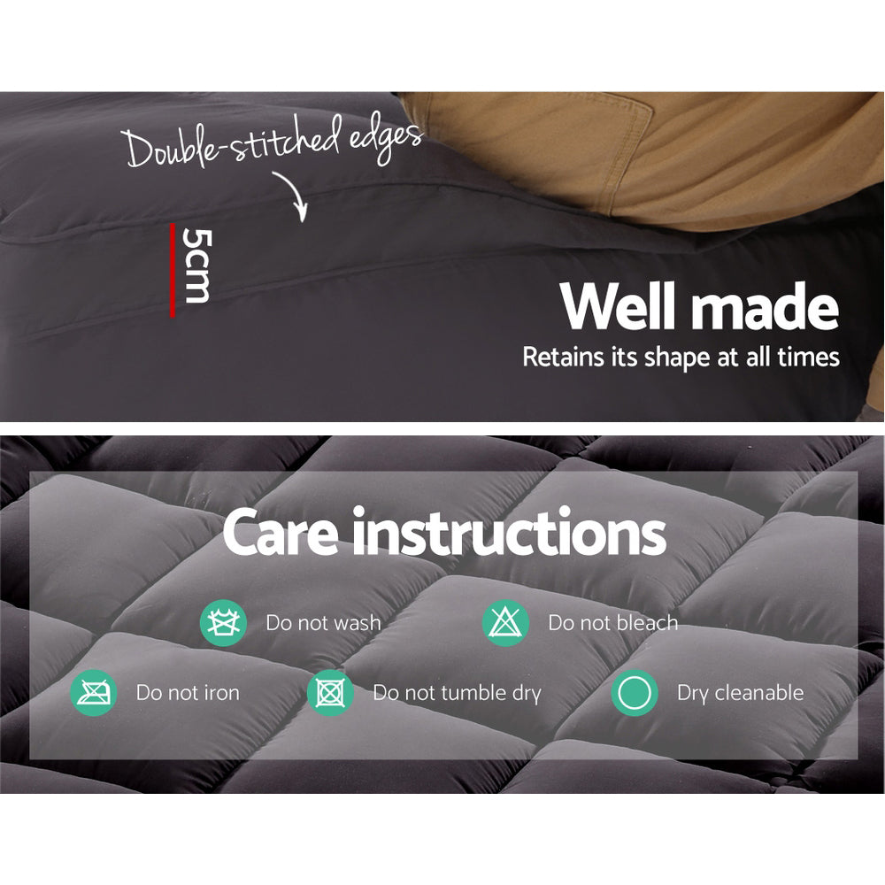 giselle-king-mattress-topper-pillowtop-1000gsm-charcoal-microfibre-bamboo-fibre-filling-protector at www.mallsonline.com.au