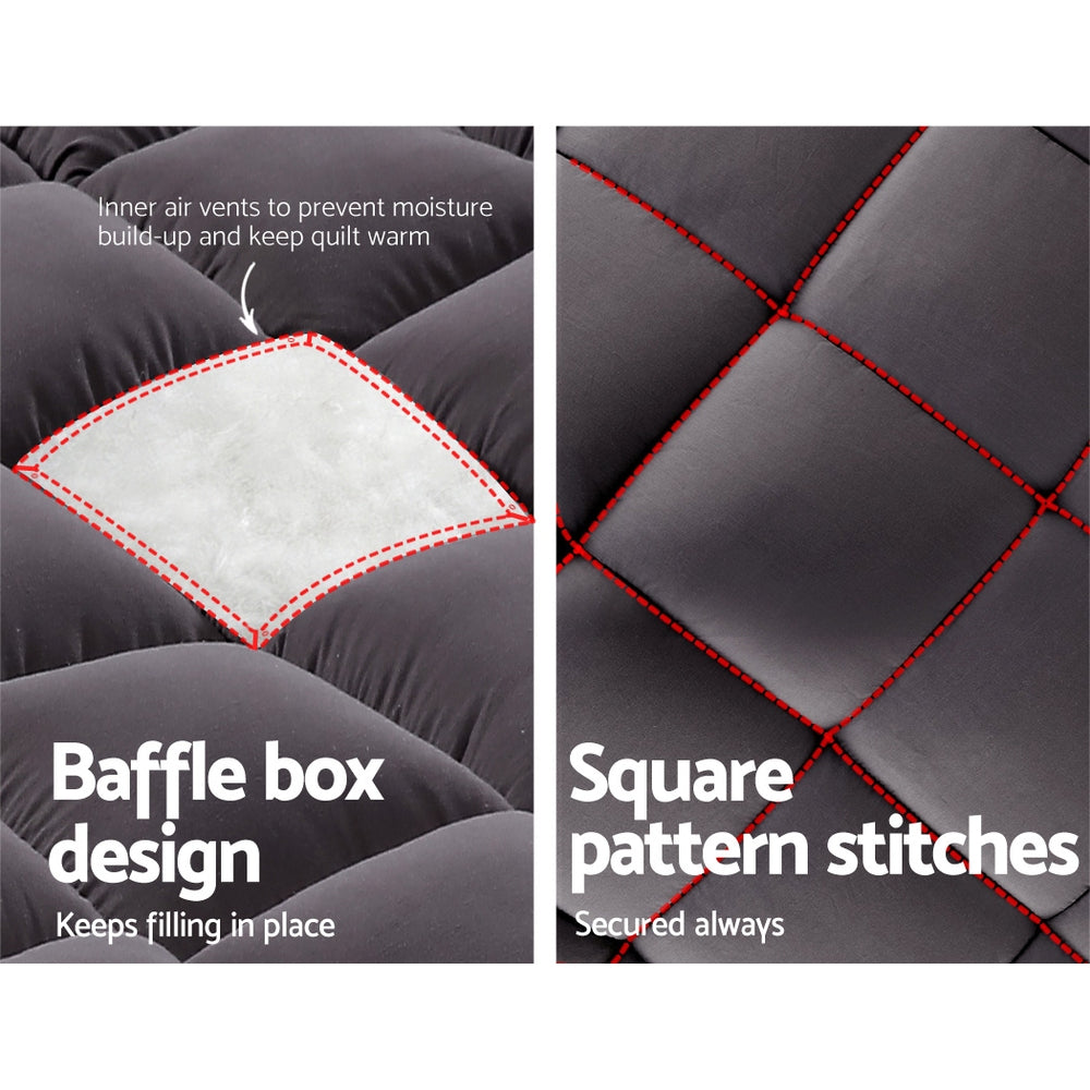 giselle-king-mattress-topper-pillowtop-1000gsm-charcoal-microfibre-bamboo-fibre-filling-protector at www.mallsonline.com.au