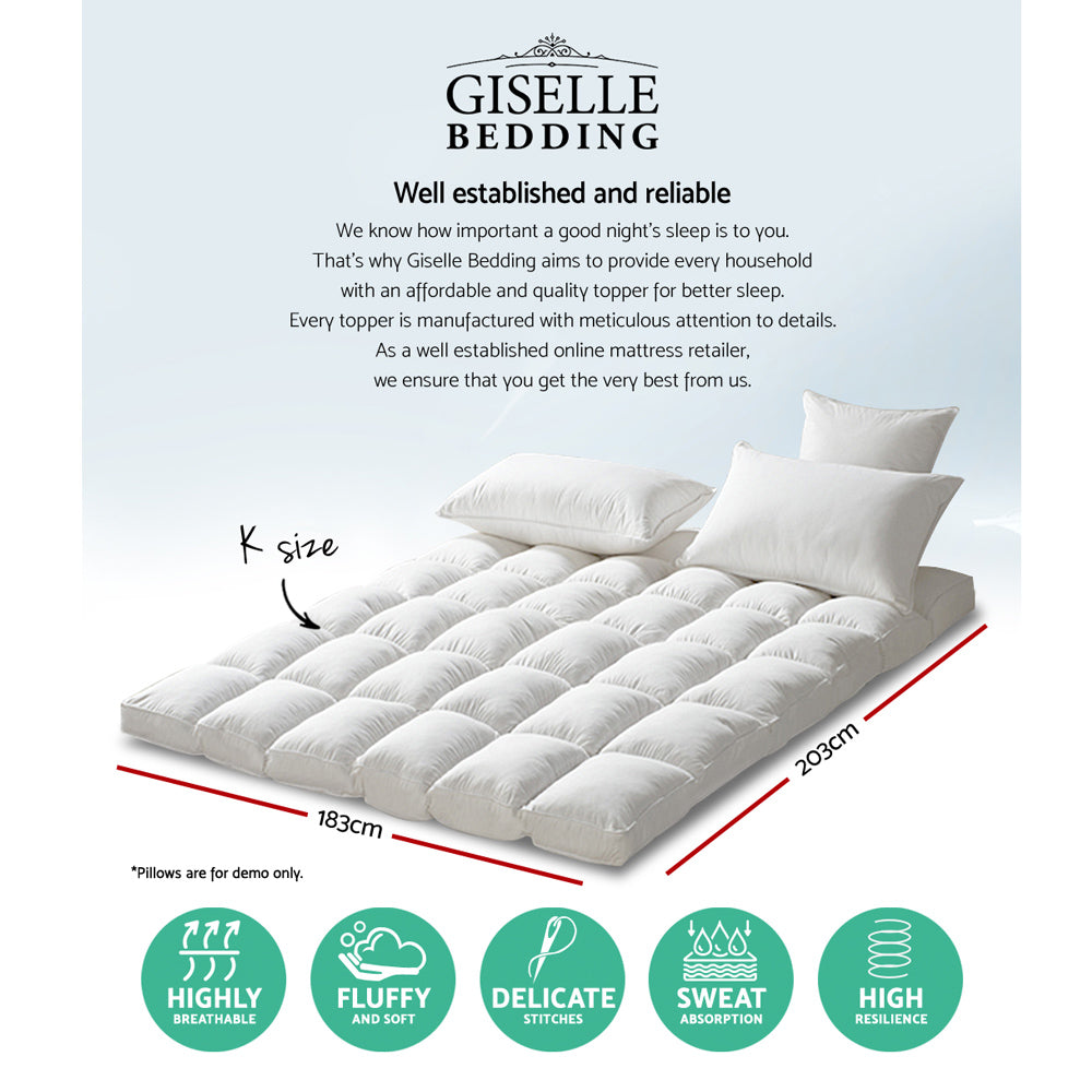 giselle-king-mattress-topper-pillowtop-1000gsm-microfibre-filling-protector at www.mallsonline.com.au