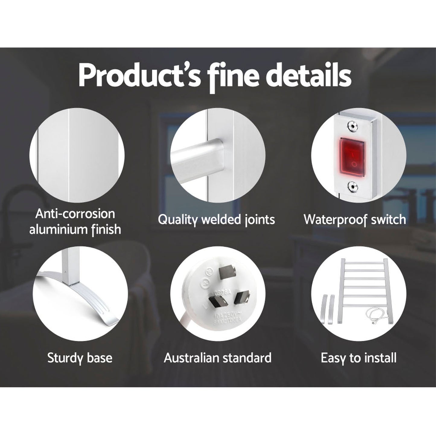 devanti-electric-heated-towel-rail-rack-rails-freestanding-6-bars at www.mallsonline.com.au