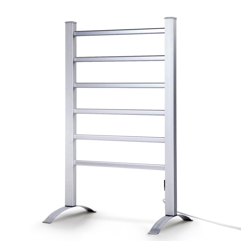devanti-electric-heated-towel-rail-rails-warmer-rack-aluminium-6-bars at www.mallsonline.com.au