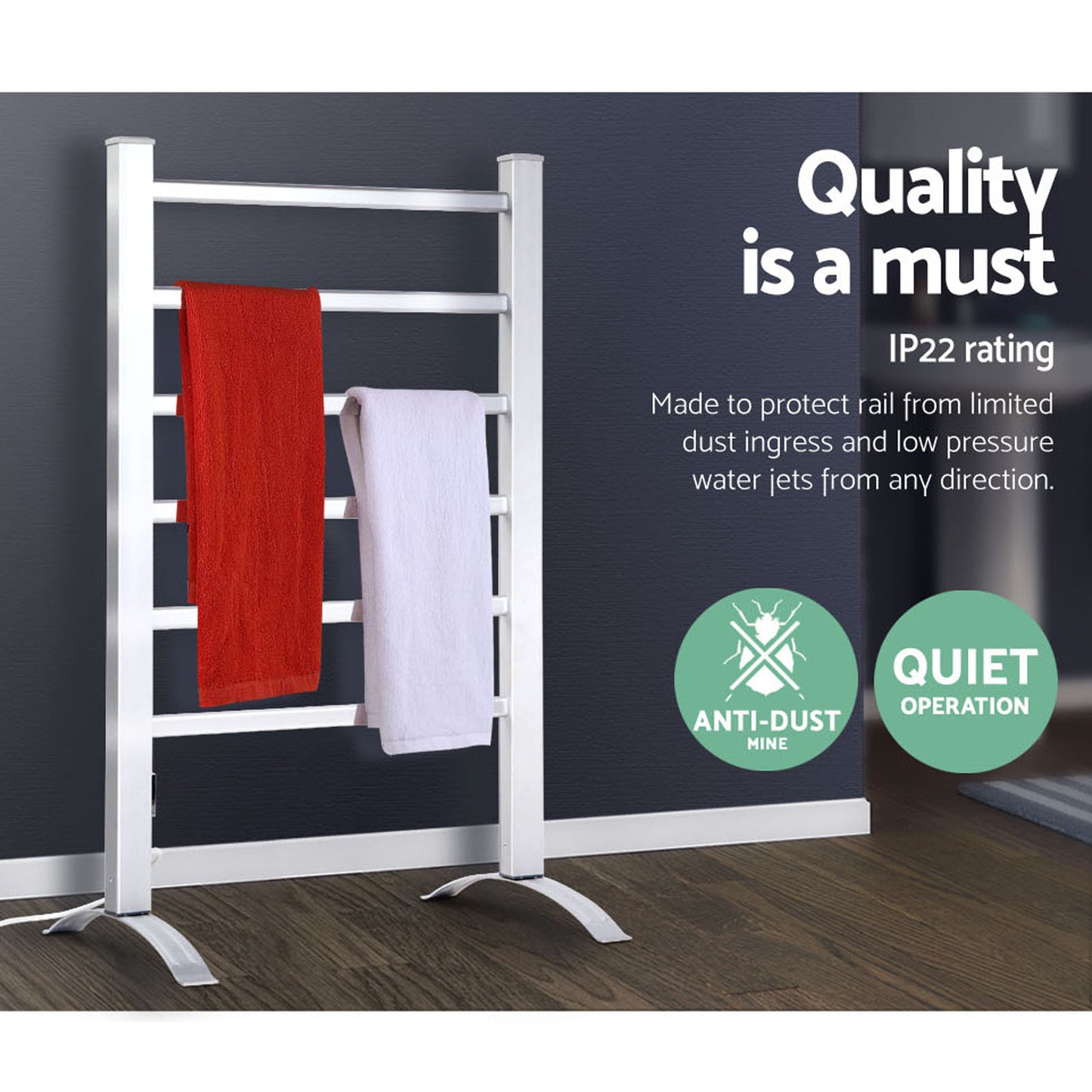 devanti-electric-heated-towel-rail-rails-warmer-rack-aluminium-6-bars at www.mallsonline.com.au