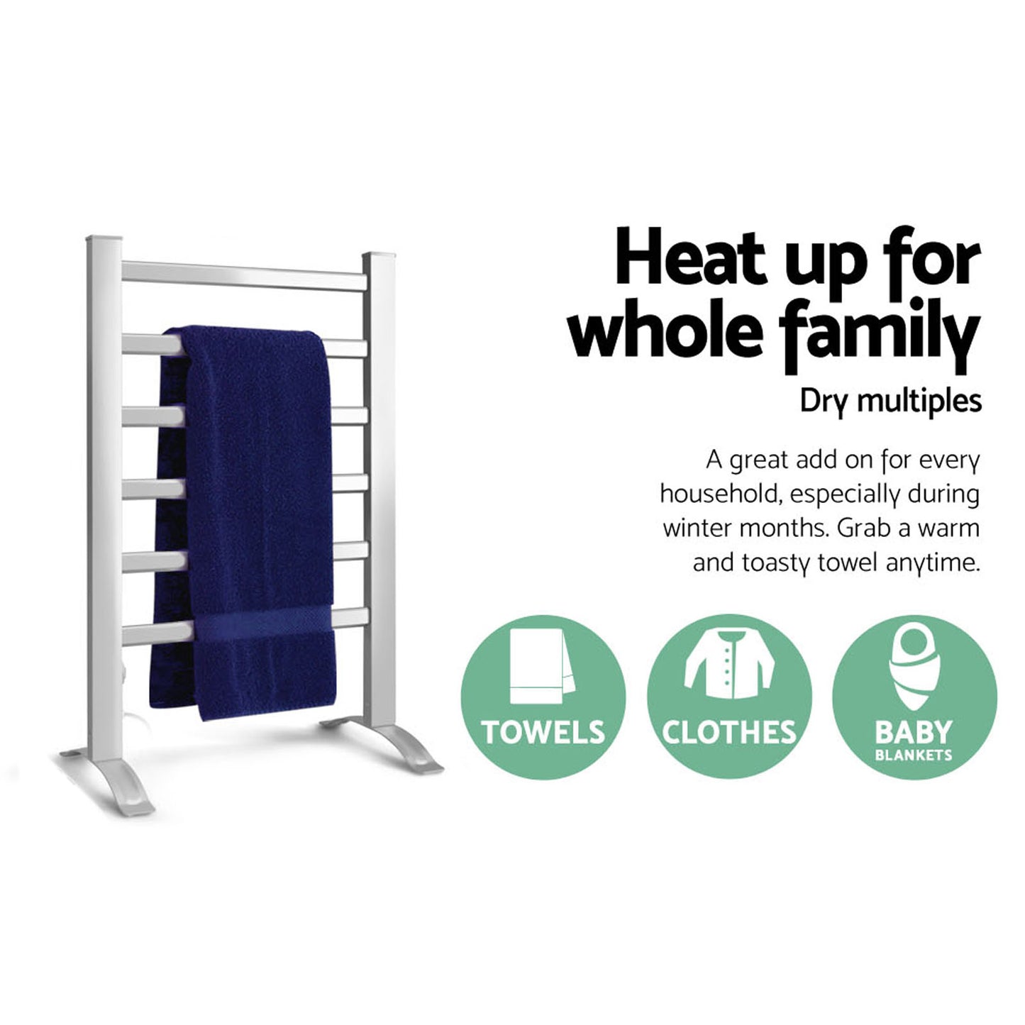 devanti-electric-heated-towel-rail-rails-warmer-rack-aluminium-6-bars at www.mallsonline.com.au