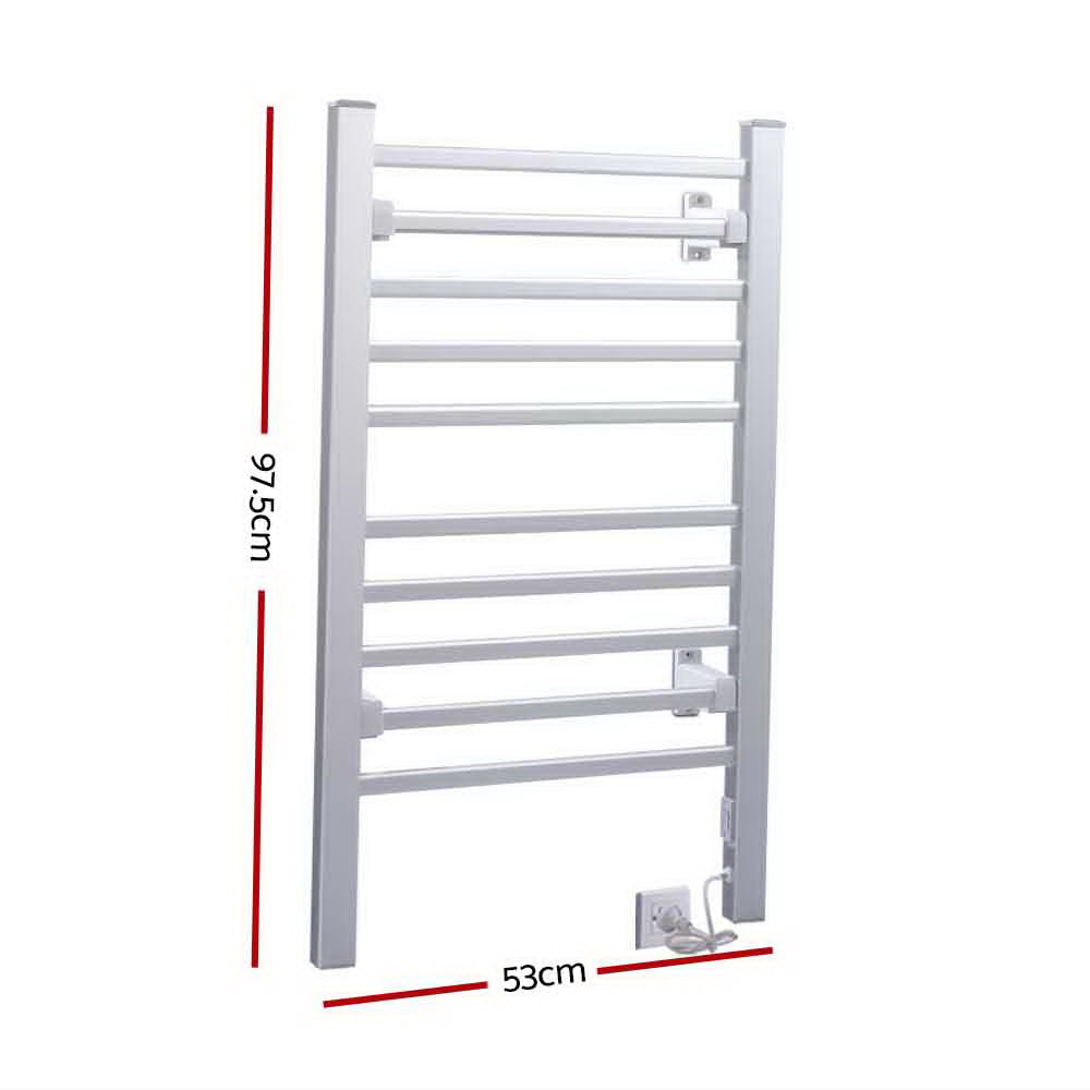 devanti-electric-heated-towel-rail-rails-warmer-rack-aluminium-10-bars at www.mallsonline.com.au