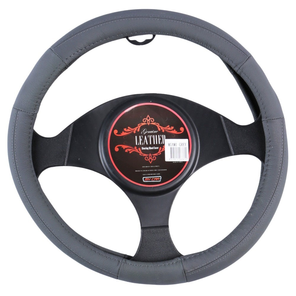miami-steering-wheel-cover-grey-leather at www.mallsonline.com.au