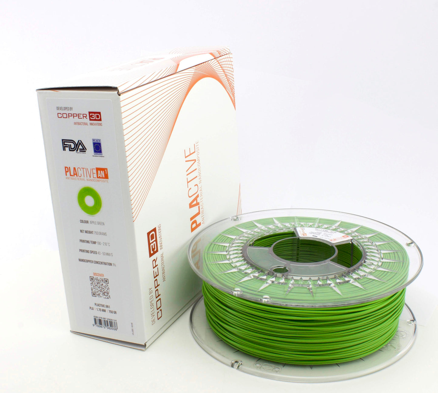 pla-filament-copper-3d-plactive-innovative-antibacterial-2-85mm-50gram-apple-green-color-3d-printer-filament at www.mallsonline.com.au