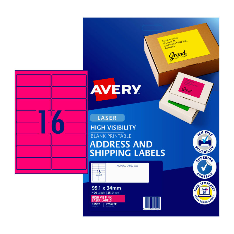 avery-laserlb-pink-l7162fp-16up-pack-of-25 at www.mallsonline.com.au