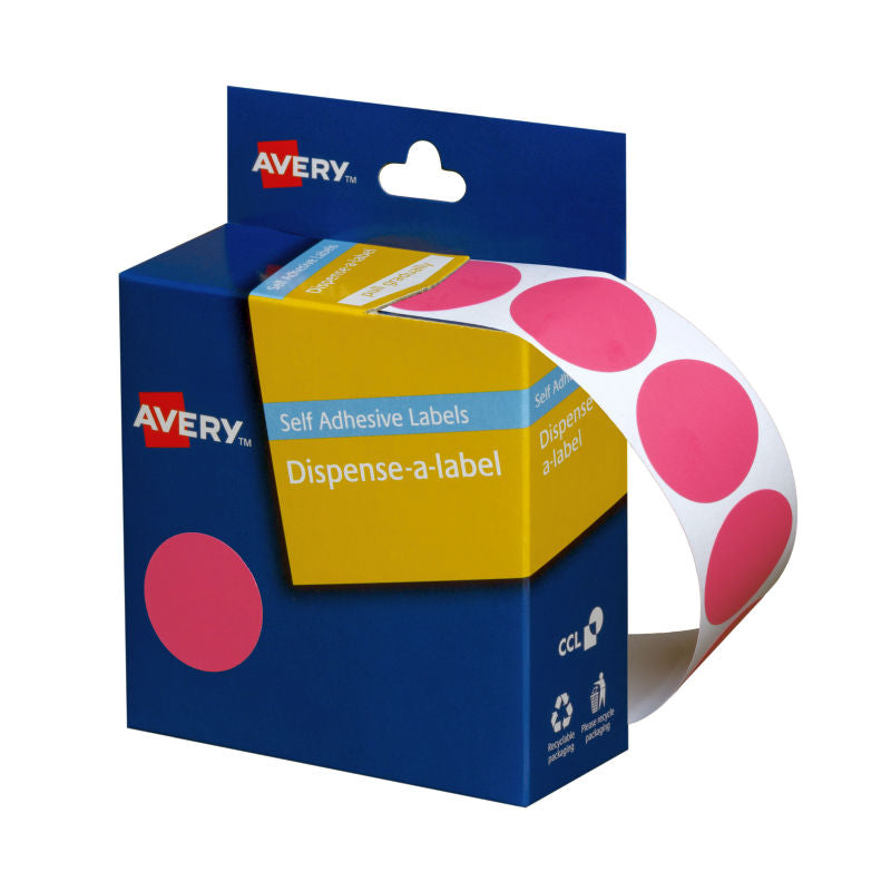 avery-display-24mm-pink-dot-pack-of-500 www.mallsonline.com.au