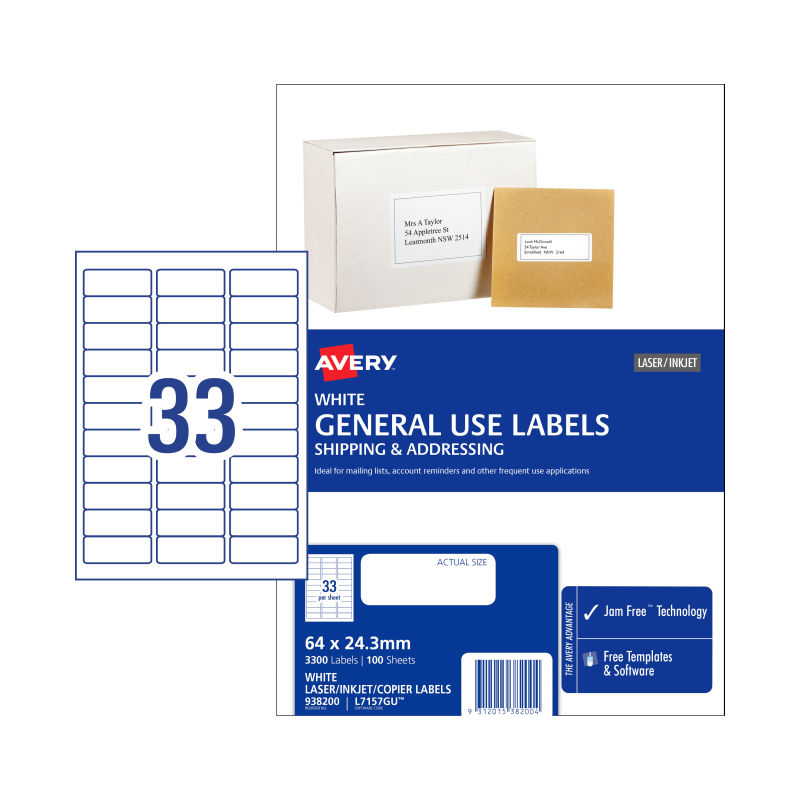 avery-gen-label-l7157gu-33up-bx100 at www.mallsonline.com.au