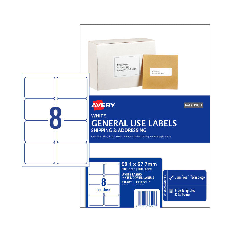 avery-gen-label-l7165gu-8up-bx100 at www.mallsonline.com.au
