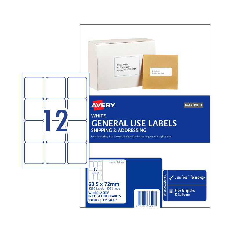 avery-gen-label-l7164gu-12up-pack-of-100 at www.mallsonline.com.au
