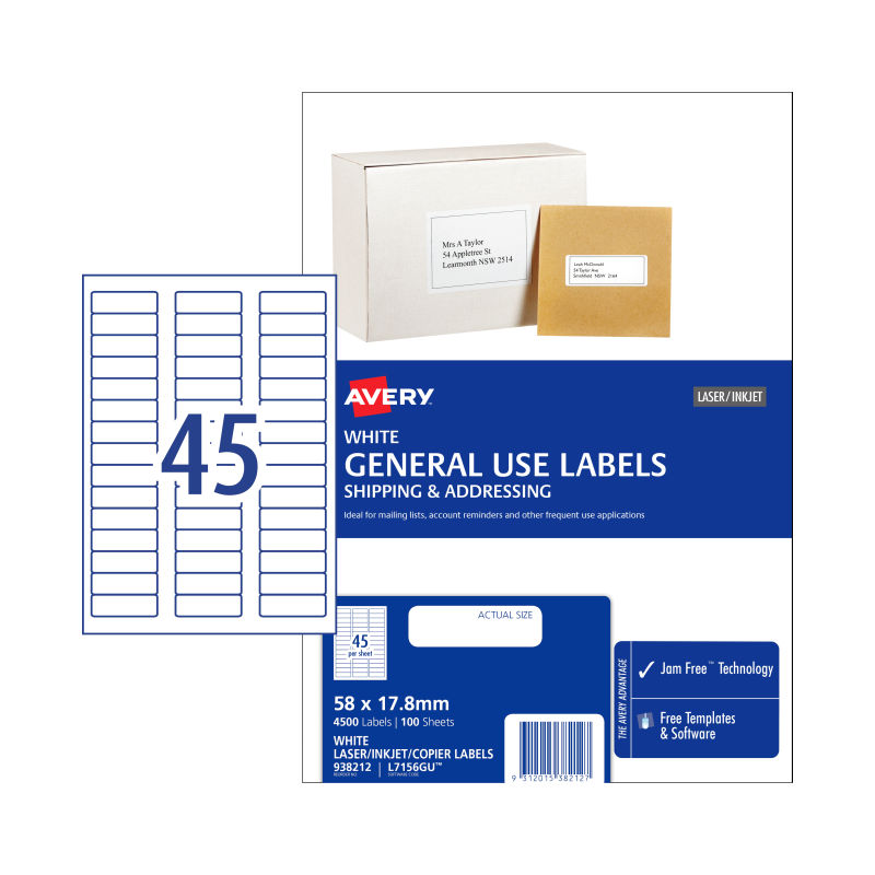 avery-gen-label-l7516gu-45up-pack-of-100 at www.mallsonline.com.au
