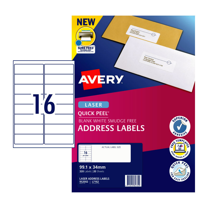 avery-laser-label-qp-l7162-16up-pack-of-20 at www.mallsonline.com.au