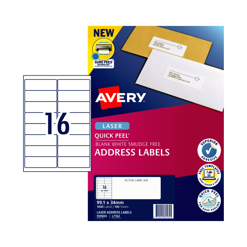 avery-laser-label-qp-l7162-16up-pack-of-100 at www.mallsonline.com.au