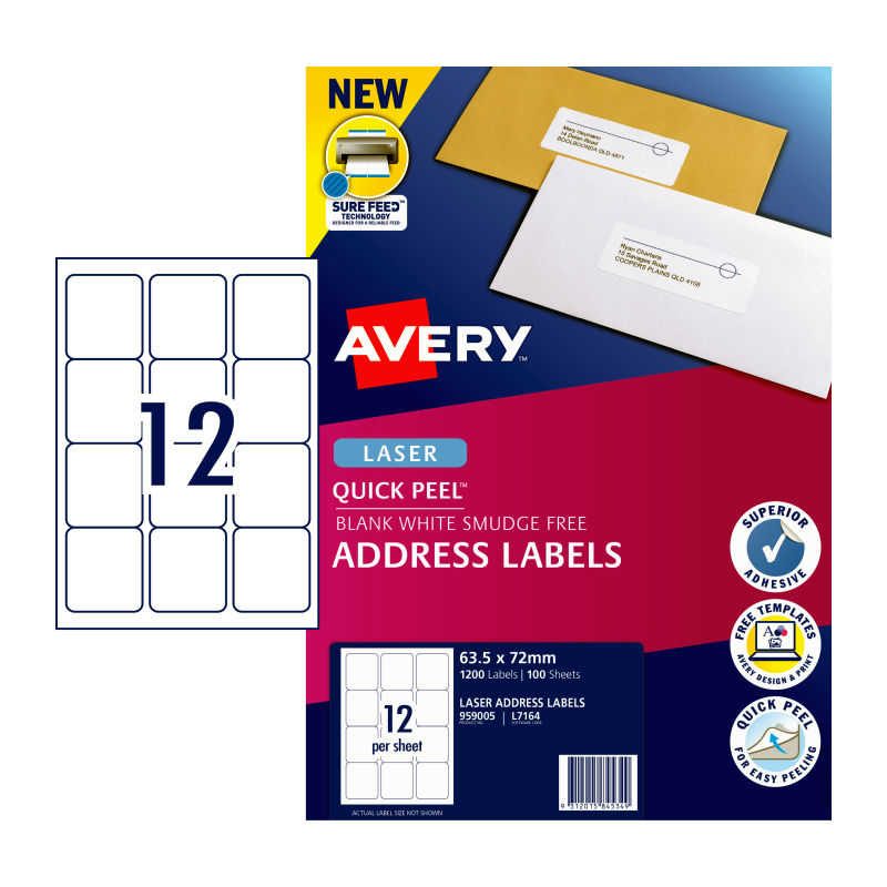 avery-laser-label-qp-l7164-12up-pack-of-100 at www.mallsonline.com.au