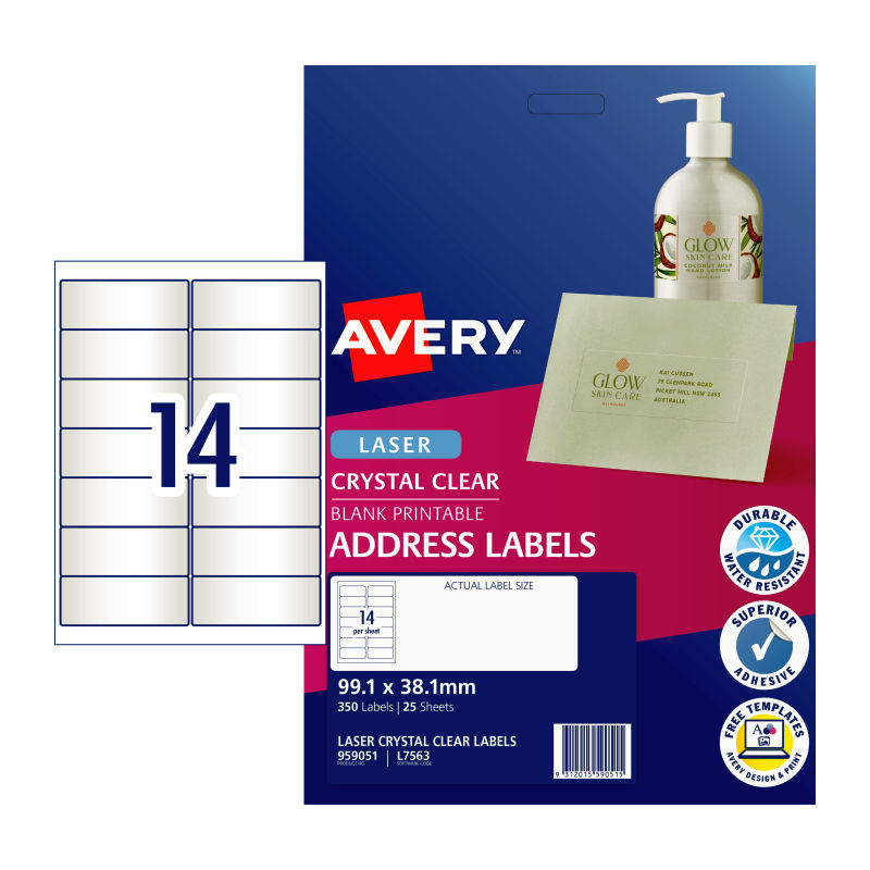 avery-laser-label-clear-l7563-14up-pack-of-25 at www.mallsonline.com.au