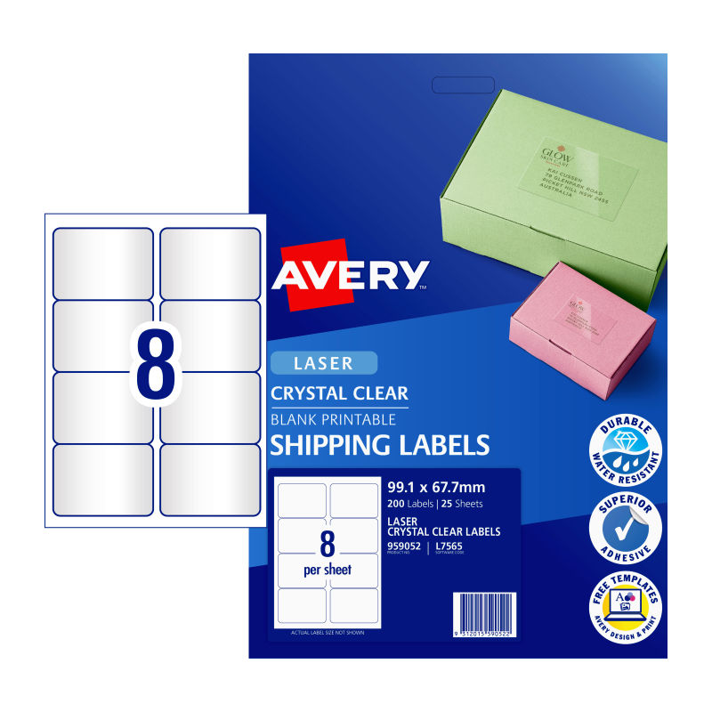 avery-laser-label-clear-l7565-8up-pack-of-25 at www.mallsonline.com.au