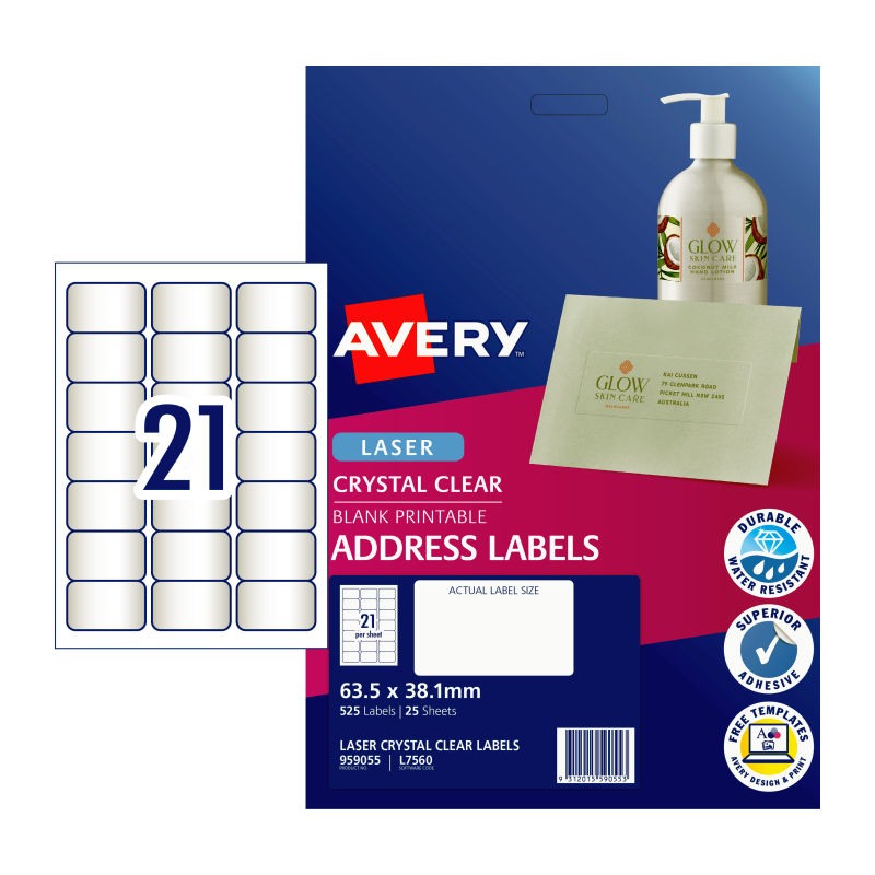 avery-label-clear-l7560-21up-pack-of-25 www.mallsonline.com.au